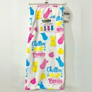 Chillin With My Peeps Throw Blanket Soft Plush Chicks & Easter Bunnies 50”x 60”
